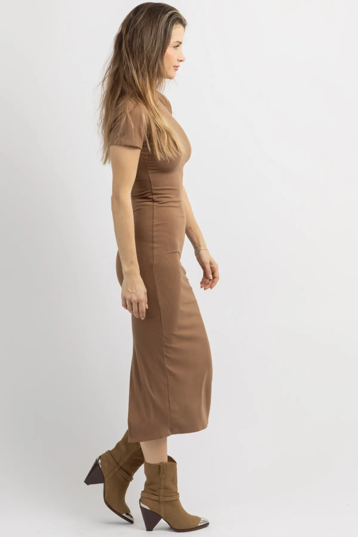 KACEY CAMEL RIBBED MIDI DRESS