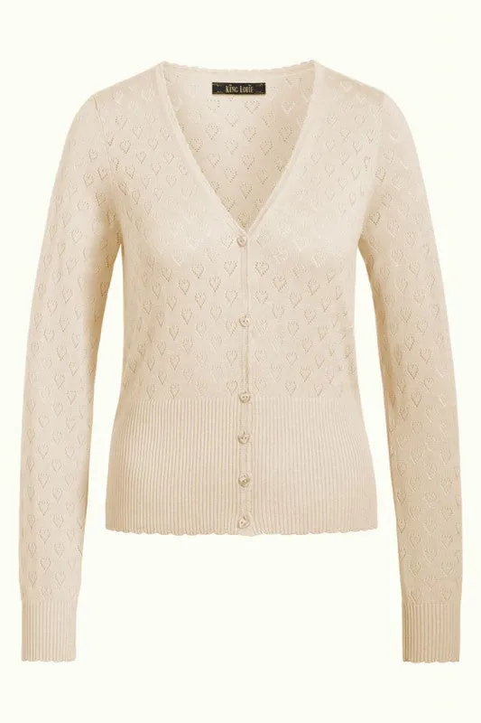 King Louie cardi V heart ajour BCI cream