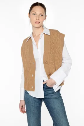 KINROSS CASHMERE - RIB BUTTON KNIT VEST