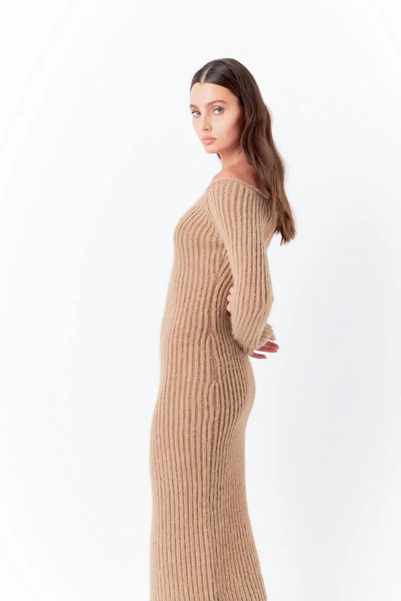 Knit Off Shoulder Maxi Dress