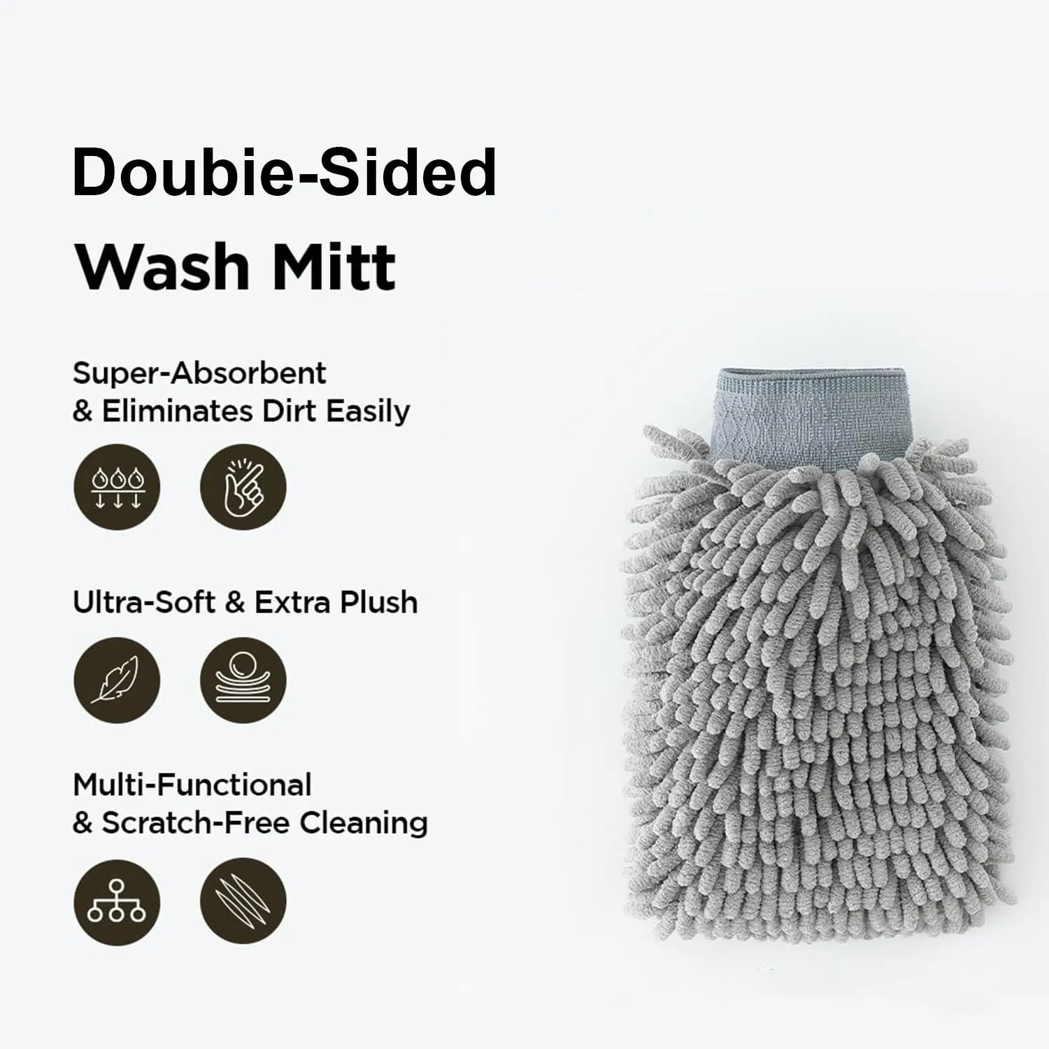 Kuber Industries Gloves | Microfiber Cleaning Gloves | Chenille Mitts for Kitchen | Hand Duster for Kitchen | Hand Gloves for Car | Double Sided Gloves | SHXNEFSST1 | Pack of 10 | Gray