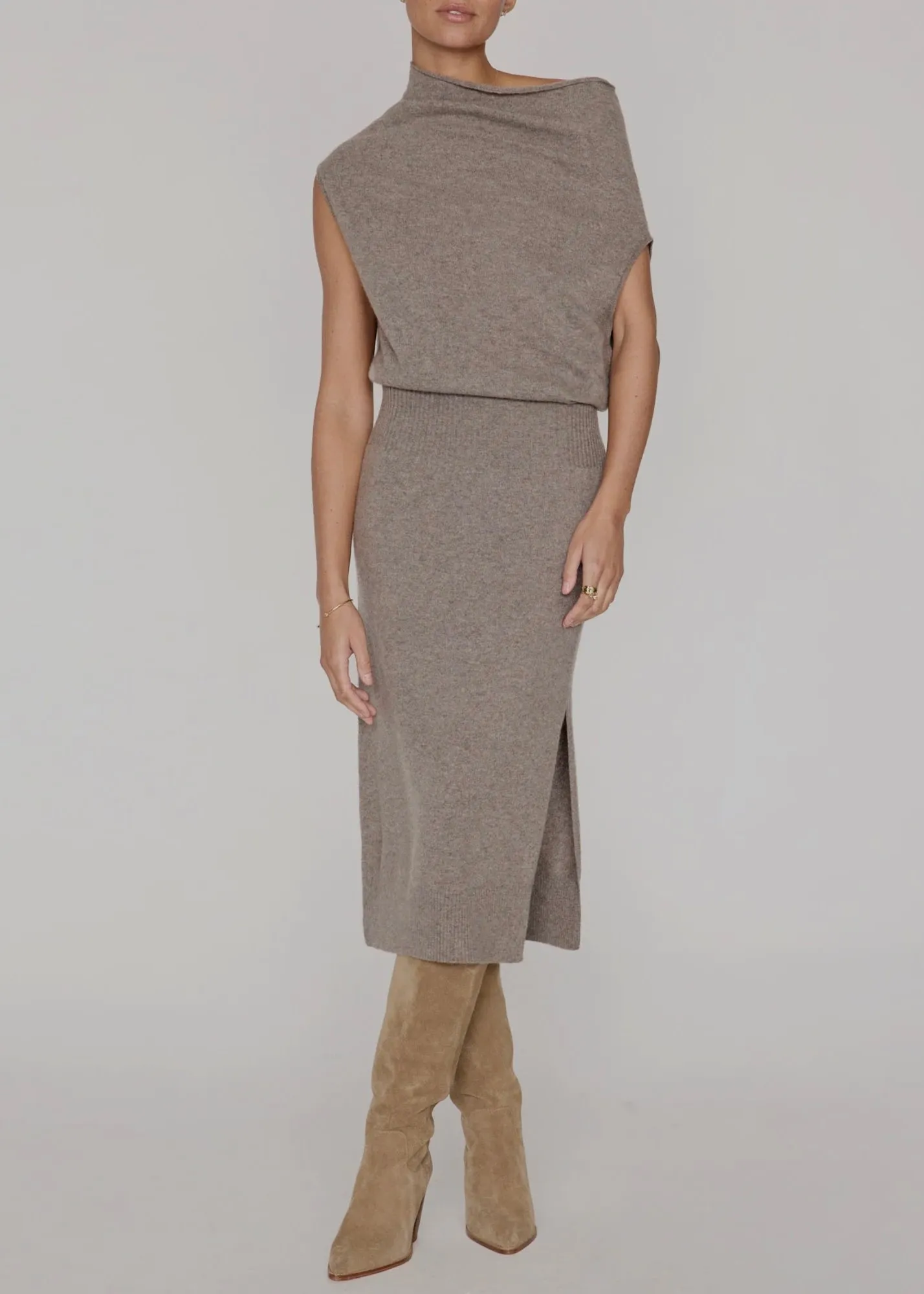 Lori Sleeveless Dress - Otter Melange