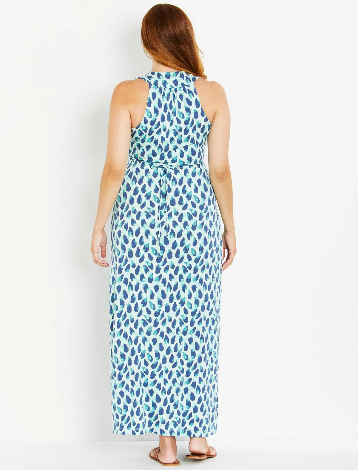 Maternity Maxi Dress in Blue Dot