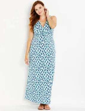 Maternity Maxi Dress in Blue Dot