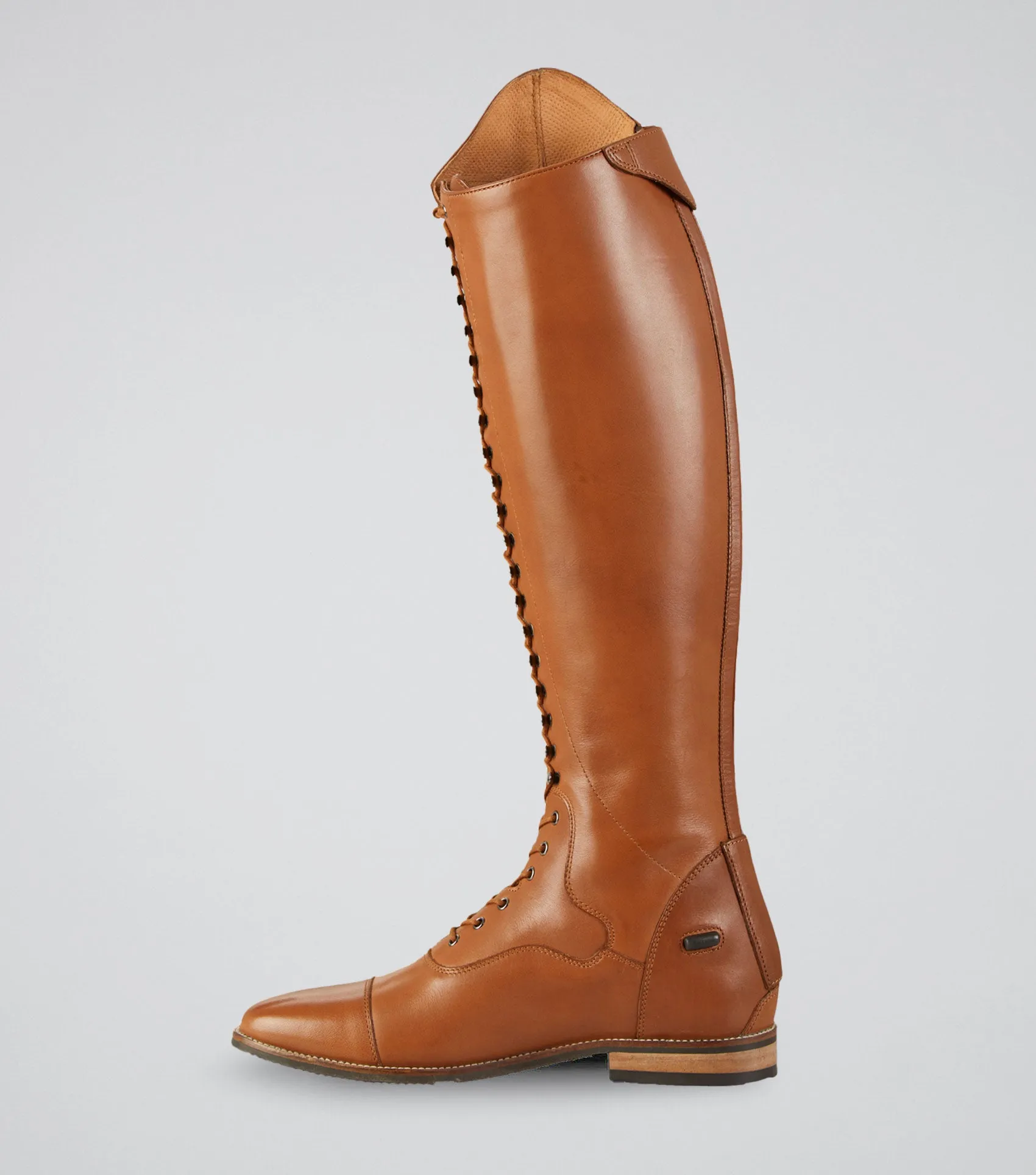 Maurizia Ladies Lace Front Tall Leather Riding Boot Cognac