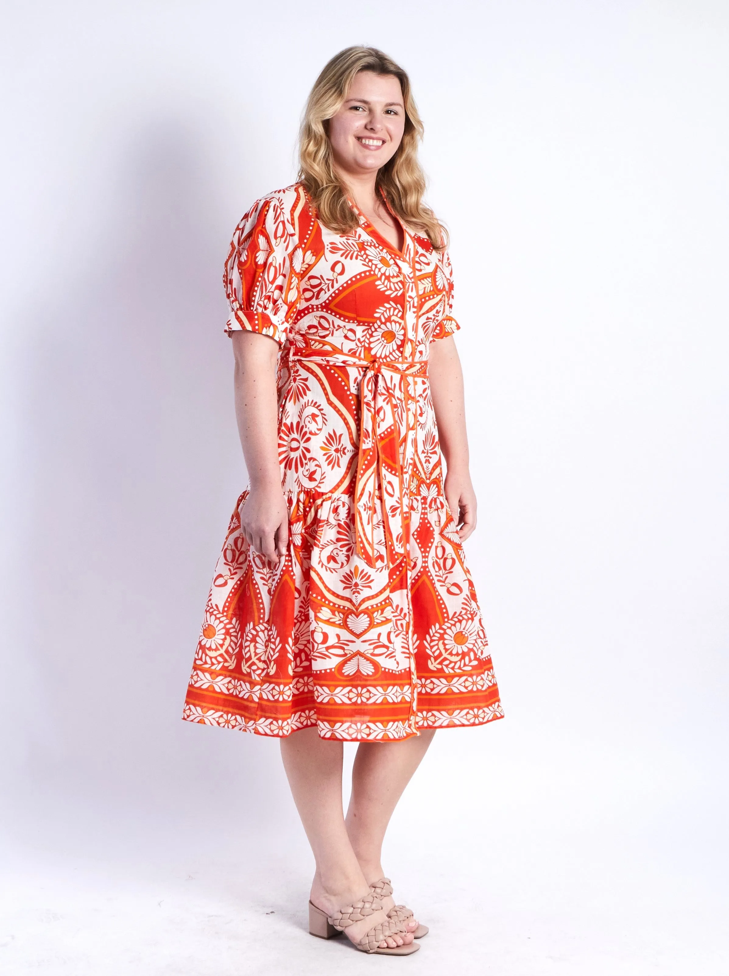 Mayson Dress - Orange Print