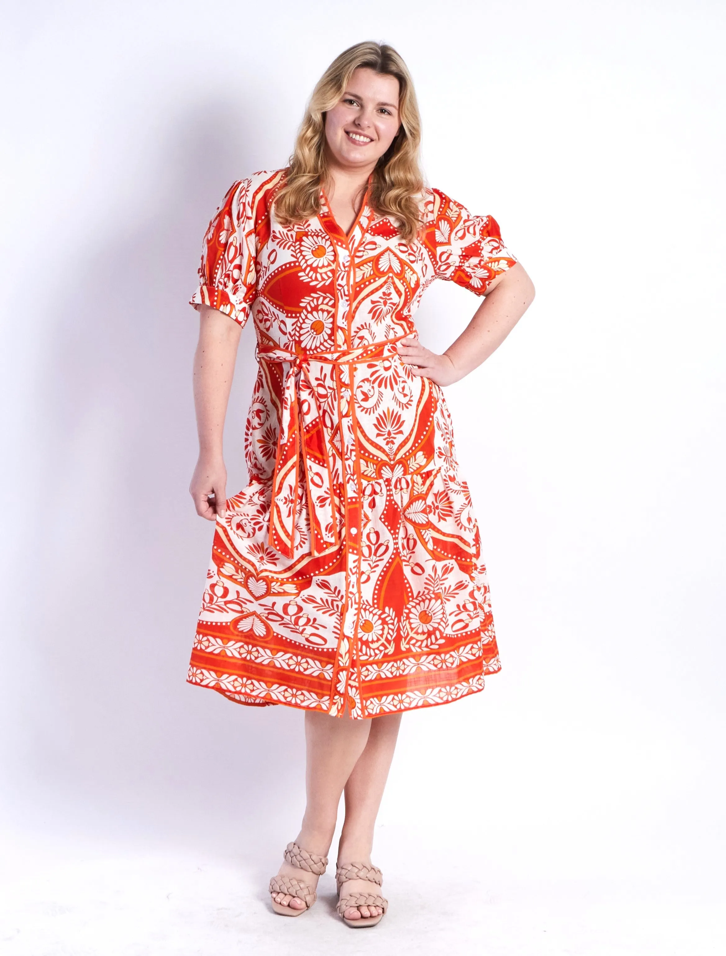 Mayson Dress - Orange Print