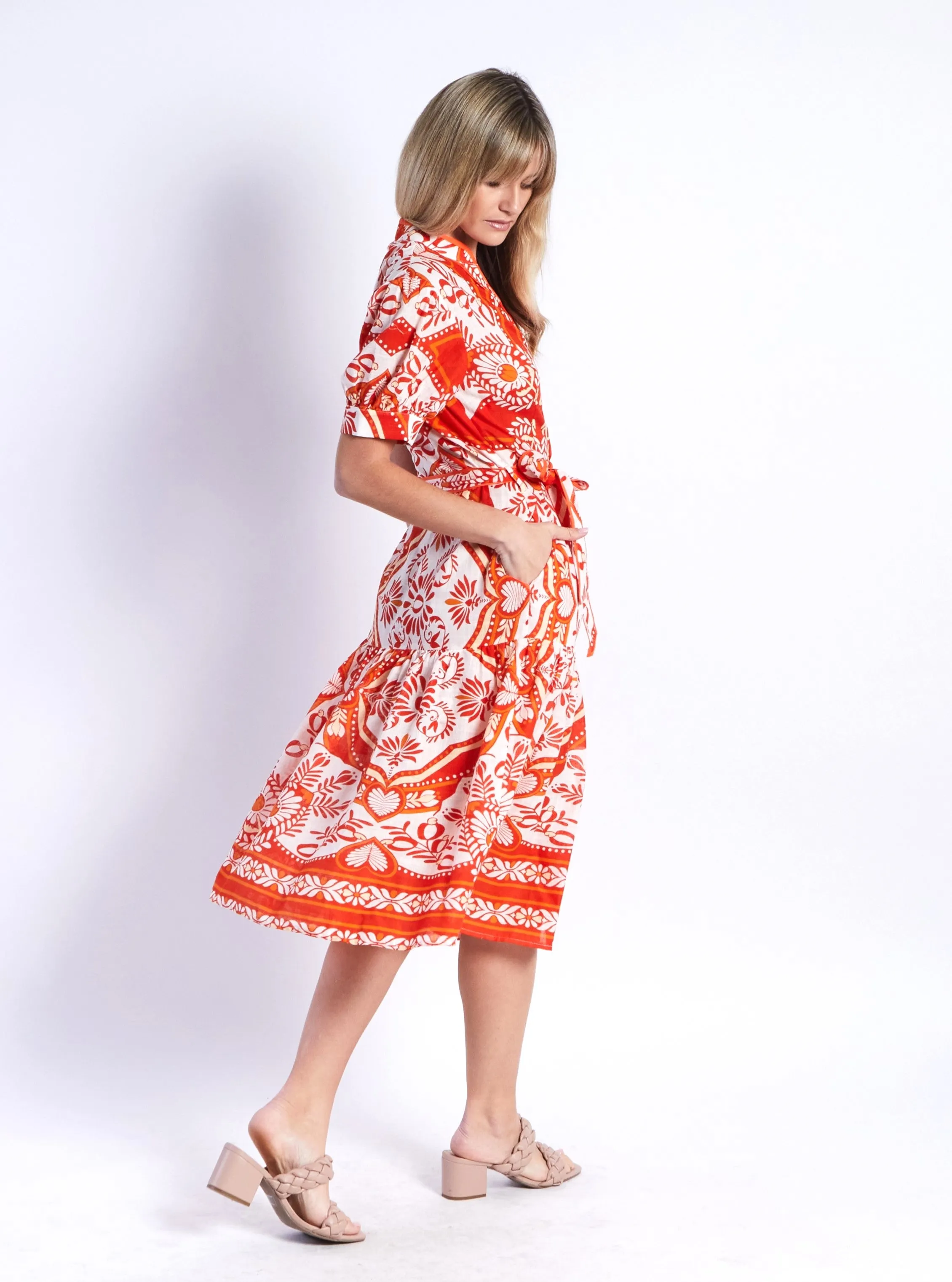 Mayson Dress - Orange Print