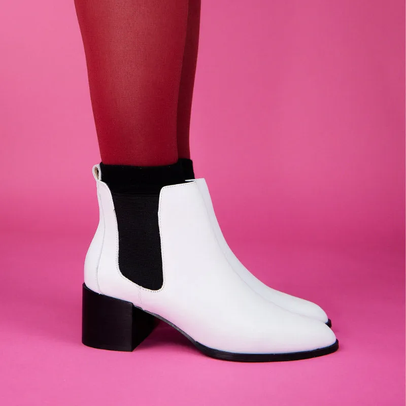 Melissa Chelsea Boot in White Leather