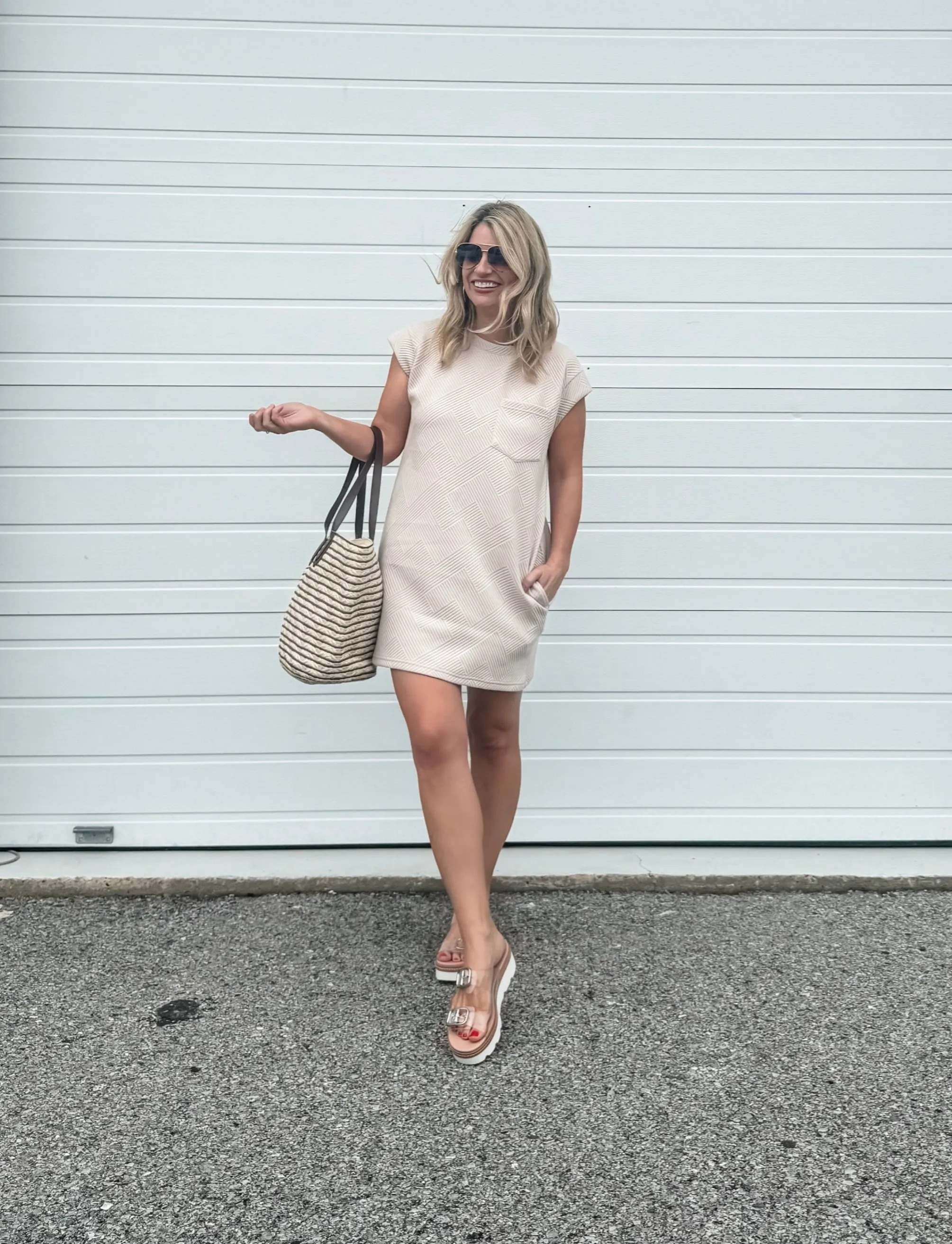 Melissa Textured Dress in Taupe