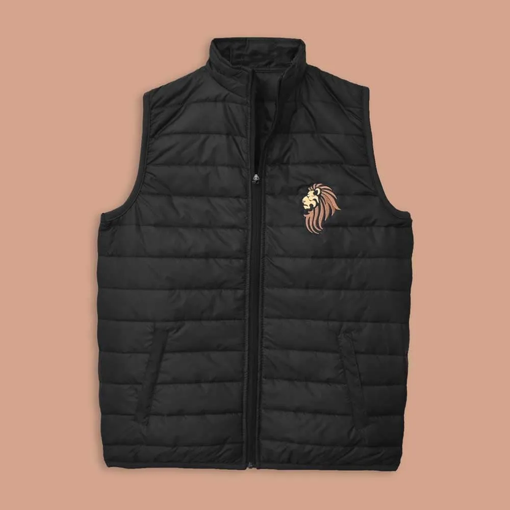 Men's Lion Embroidered Body Warmer Puffer Gilet