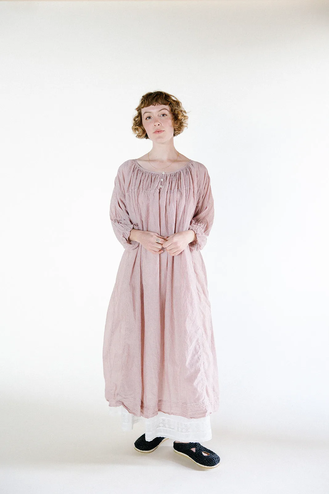 Metta - Elle Gathered Dress - Candy Stripe Cotton Voile