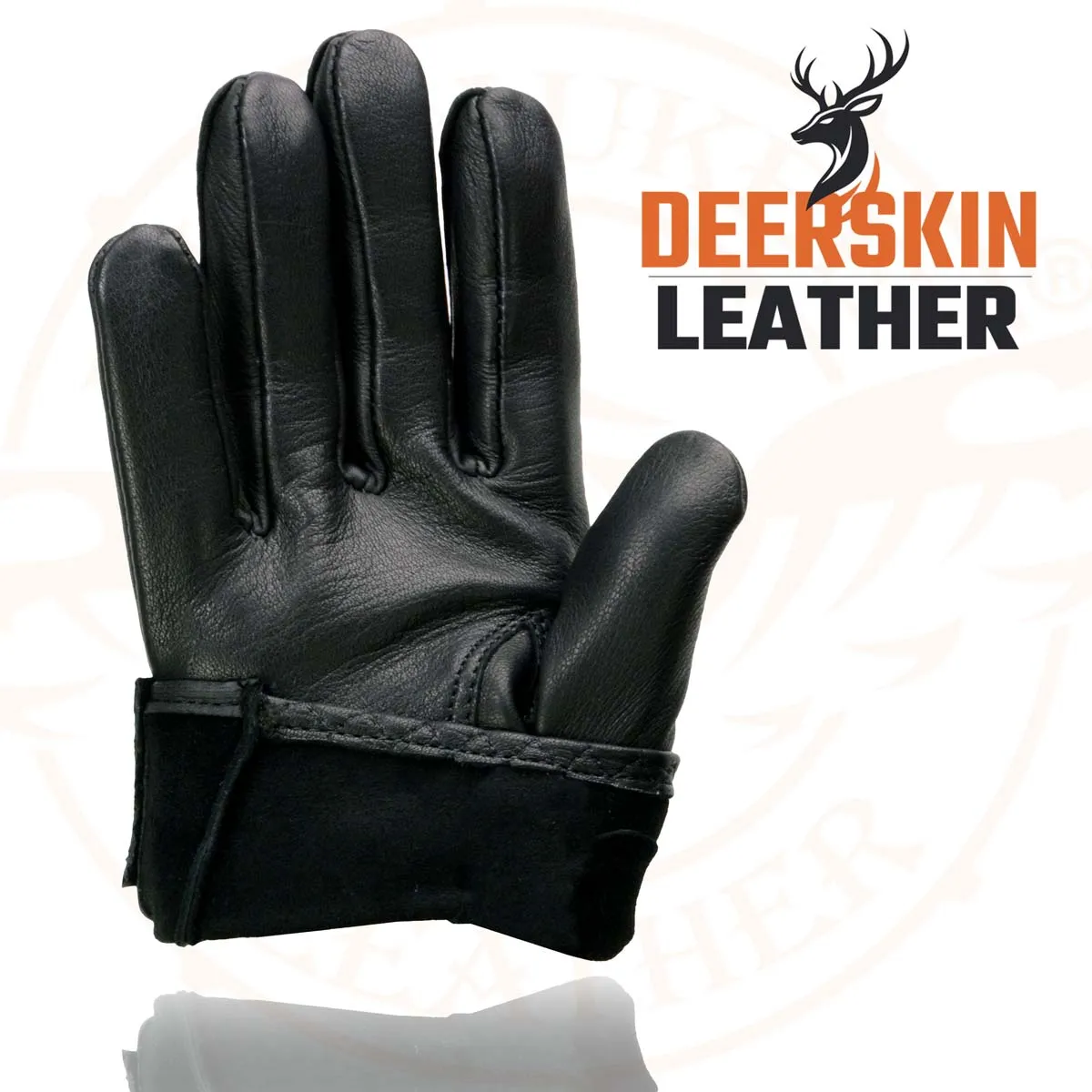 Milwaukee Leather SH869 Men's Black Perforated Deerskin Full Finger