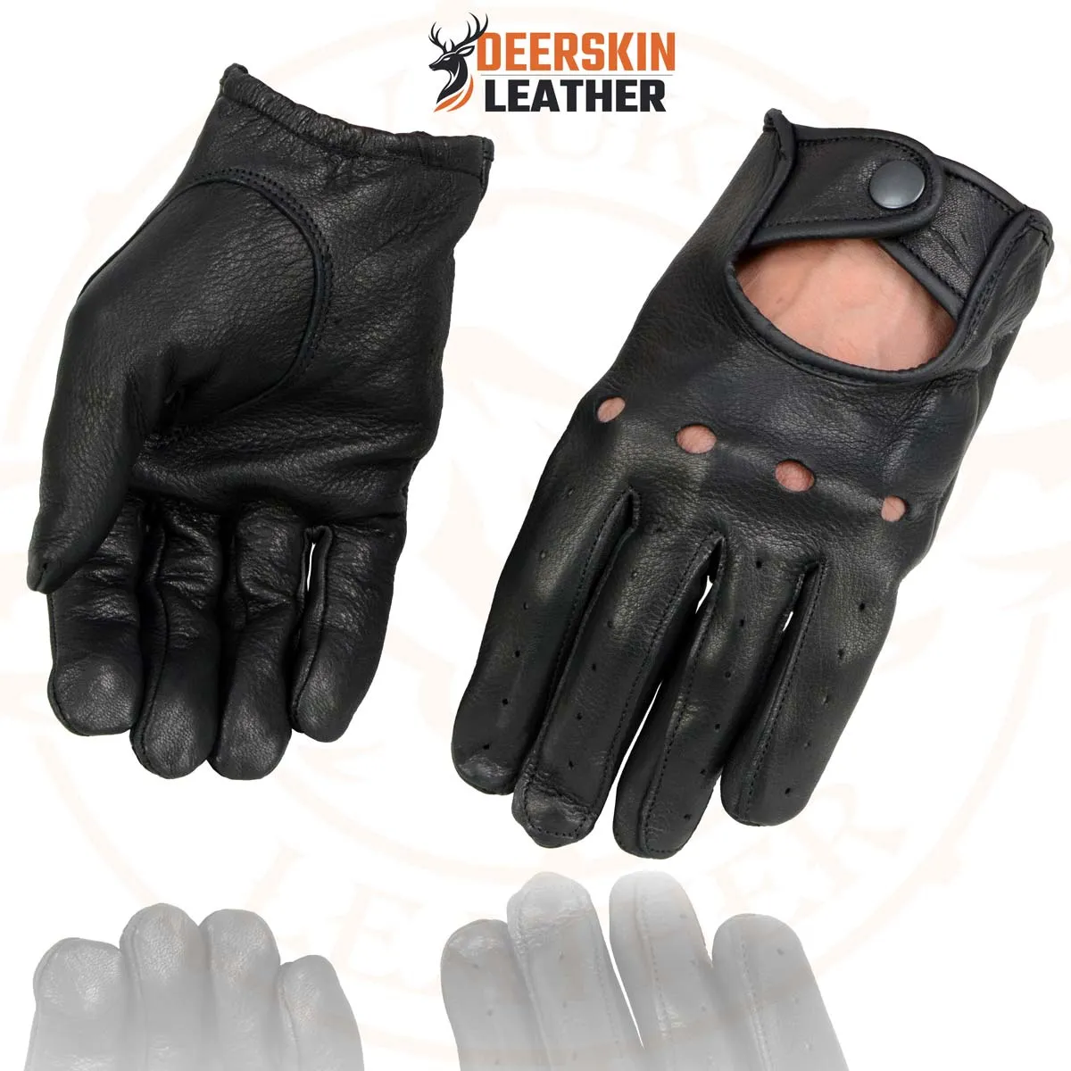 Milwaukee Leather SH869 Men's Black Perforated Deerskin Full Finger