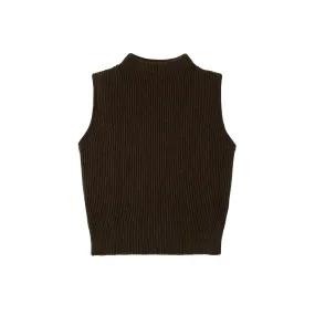 Navy Vest Natural Brown