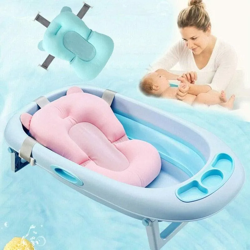 Non-Slip Bathtub Cushion Padded Seat with Safety Belts - Newborn Babies