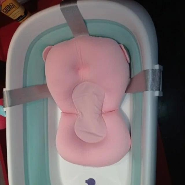 Non-Slip Bathtub Cushion Padded Seat with Safety Belts - Newborn Babies