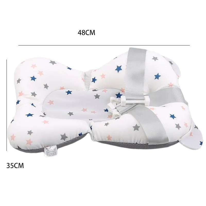 Non-Slip Bathtub Cushion Padded Seat with Safety Belts - Newborn Babies