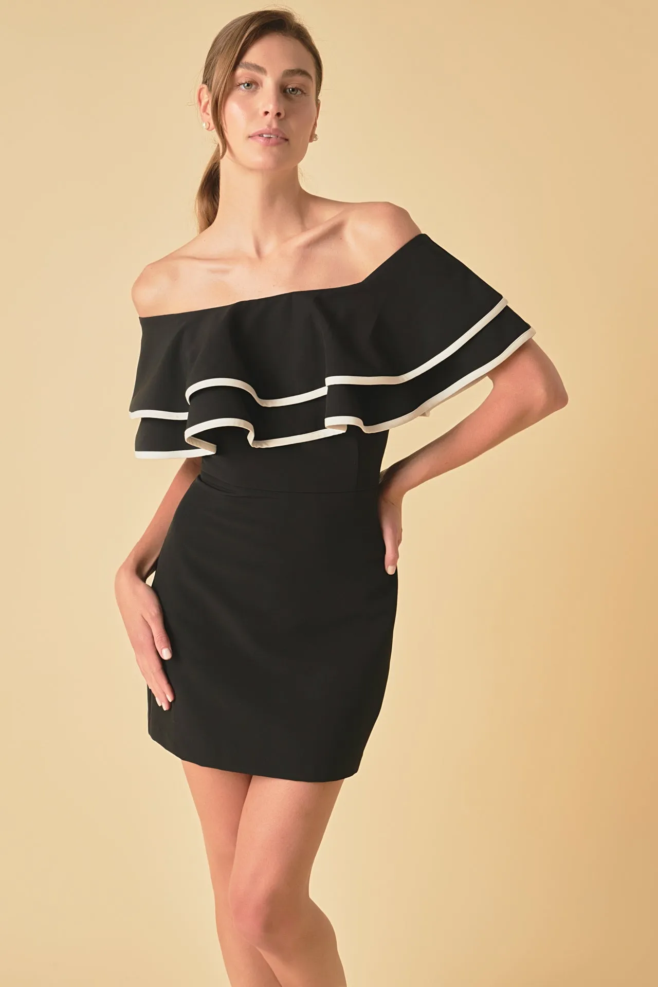 Off-The-Shoulder Ruffle Mini Dress