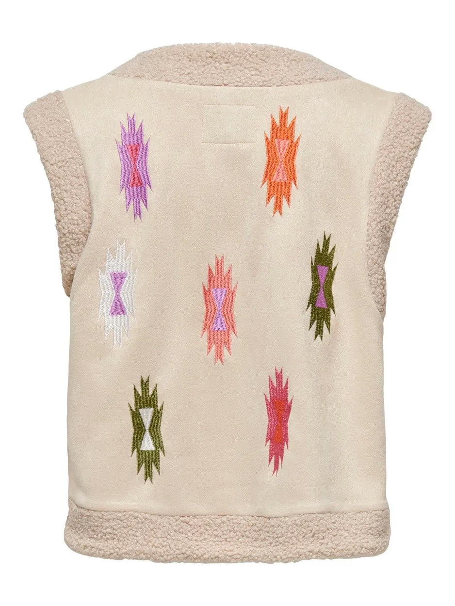 Onlfrida Aztec Emb. Waistcoat Cs Ot - Beige