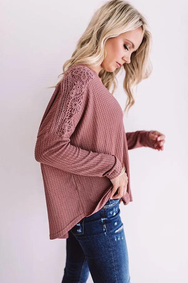 Peace, Love, And Lattes Crochet Top In Rustic Rose