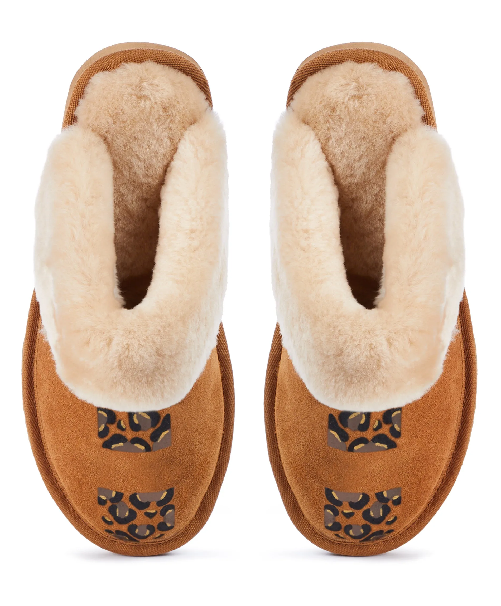 Personalised Womens Leopard Slip On Sheepskin Slippers