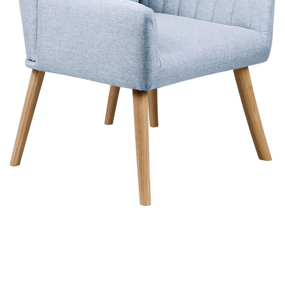 Plush Blue Grey Fabric Armchair with Rubber Wood Legs Artiss