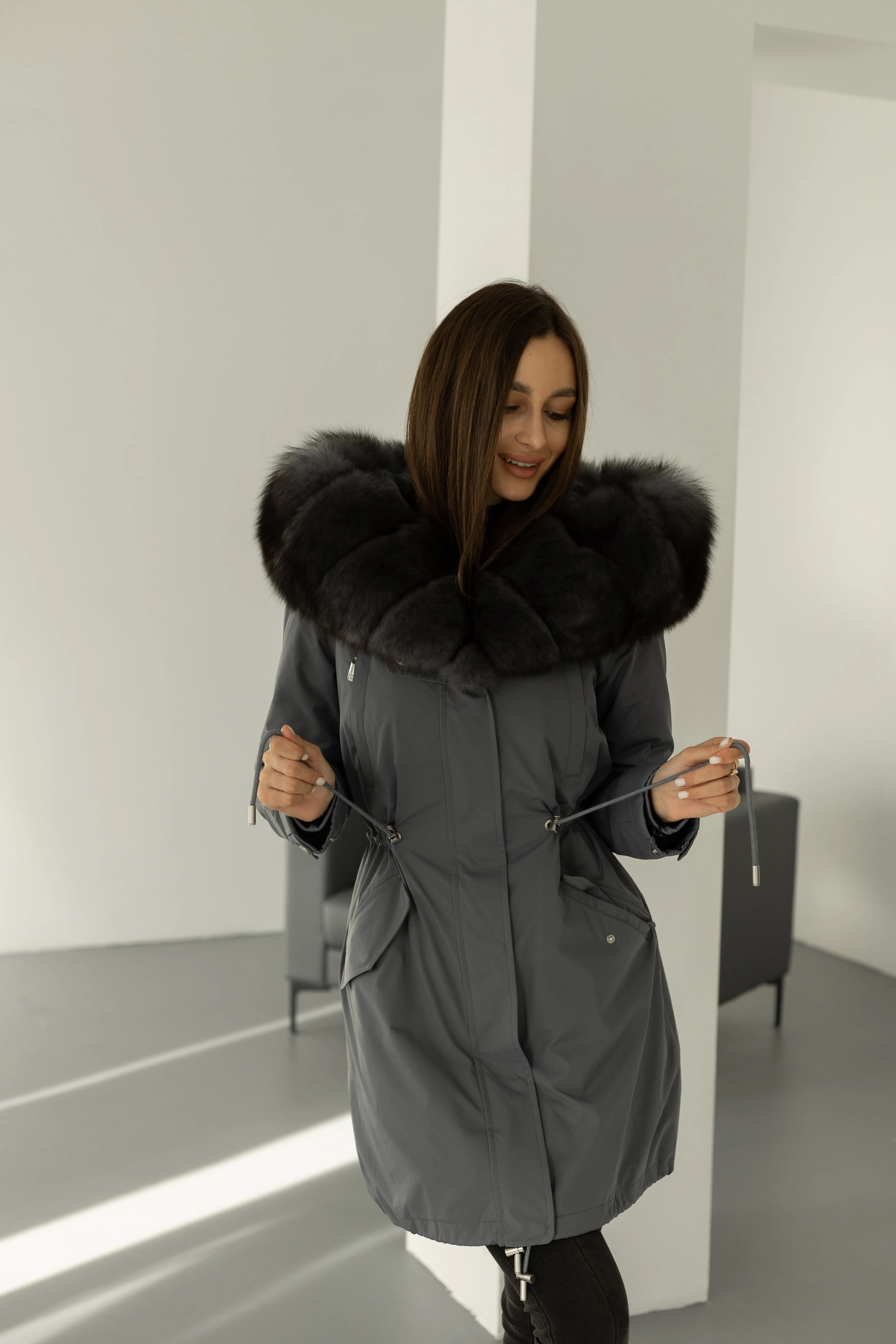 Polar Fox Fur Trim Rabbit Fur Insulated Parka