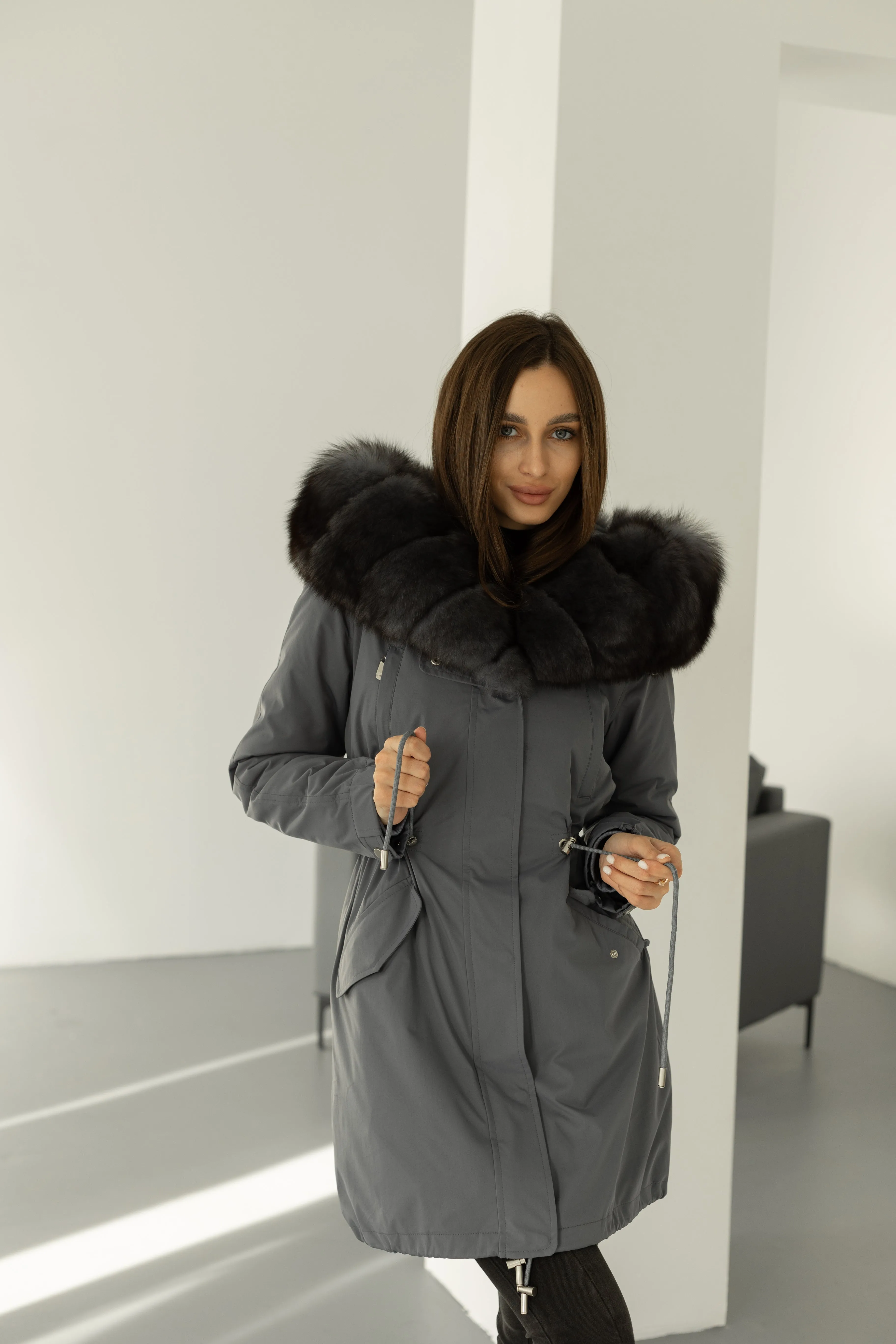 Polar Fox Fur Trim Rabbit Fur Insulated Parka