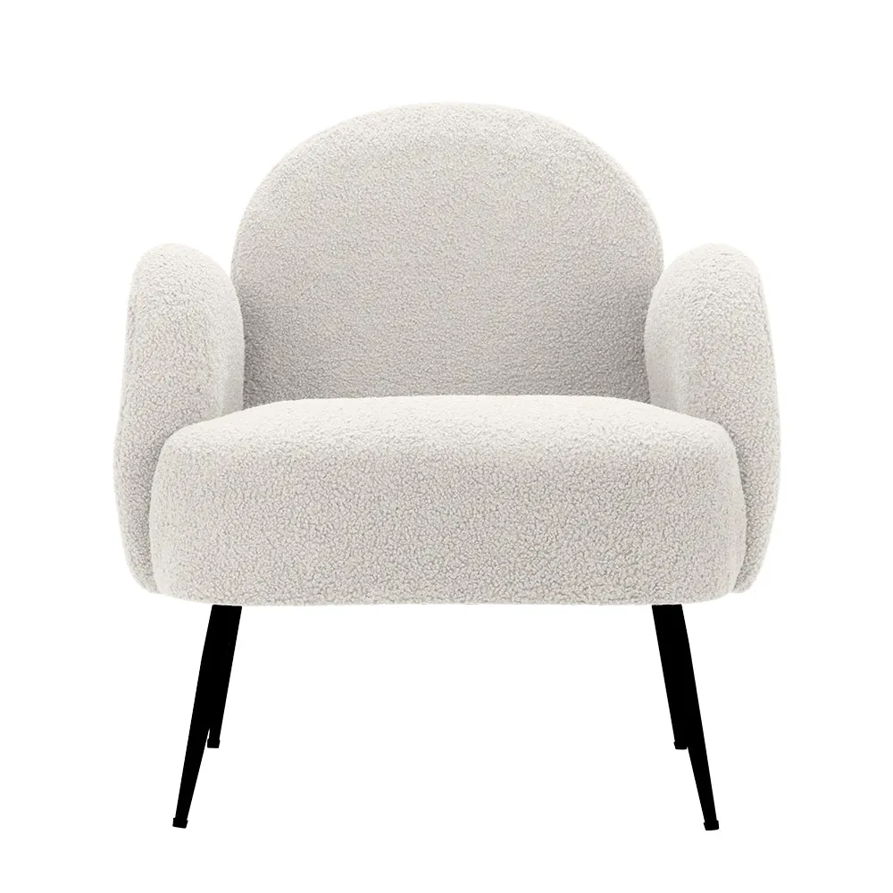 Premium Sherpa Armchair with Steel Legs, Artiss Hanes