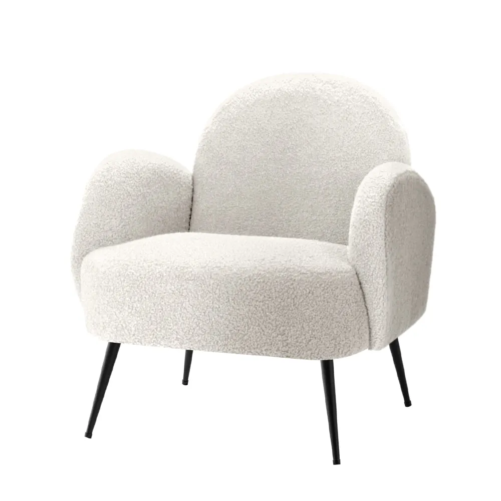 Premium Sherpa Armchair with Steel Legs, Artiss Hanes