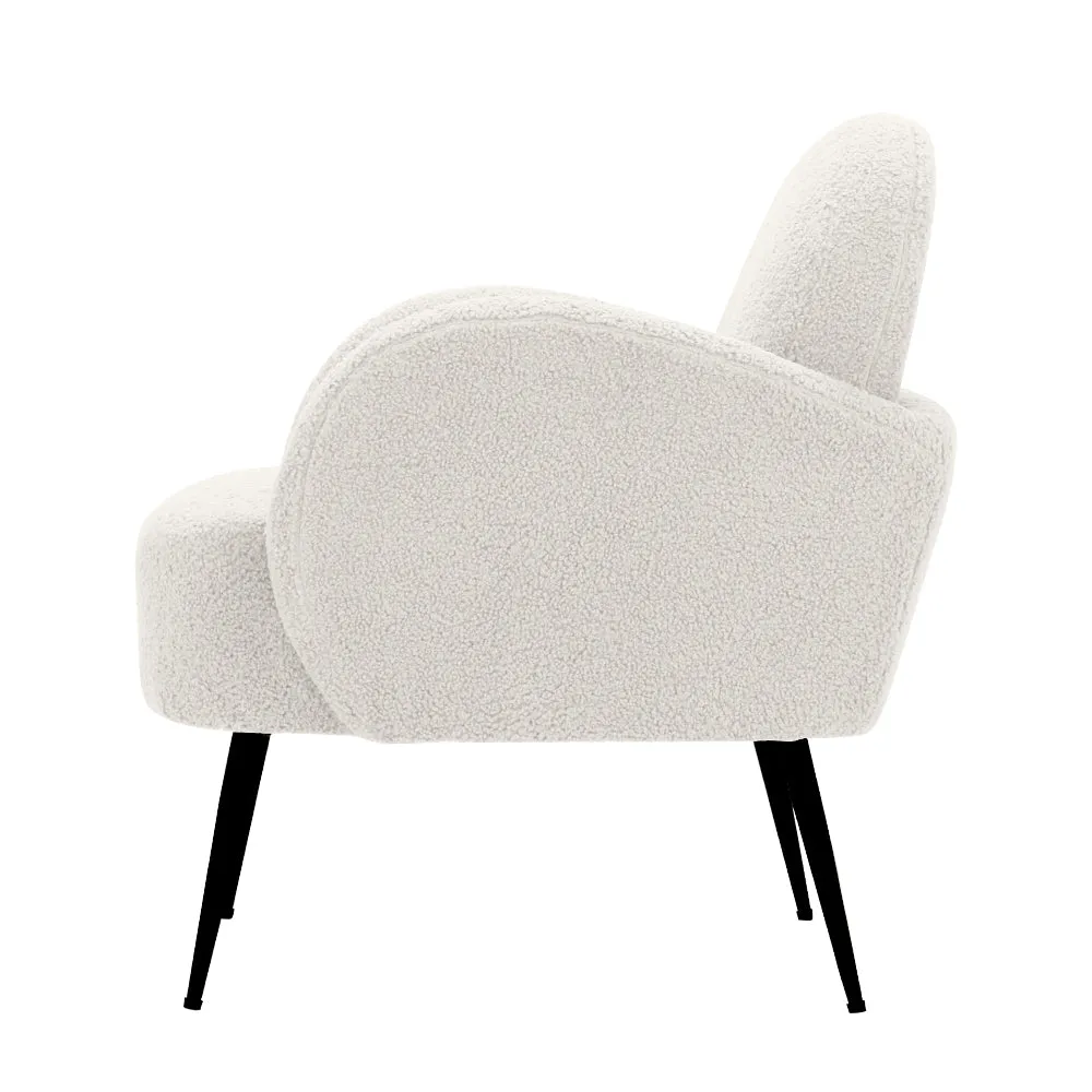 Premium Sherpa Armchair with Steel Legs, Artiss Hanes