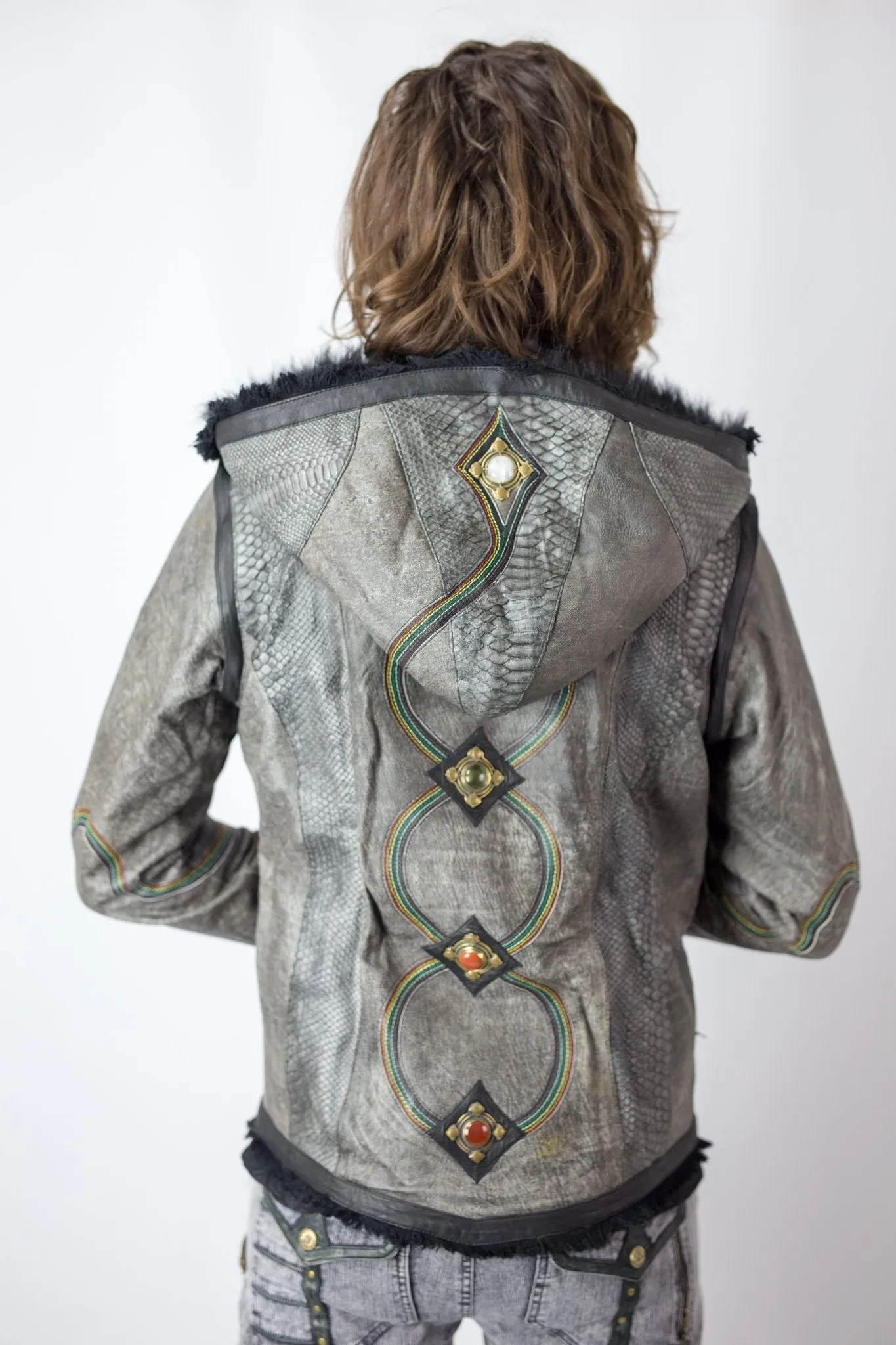 Rainbow Python Leather Jacket