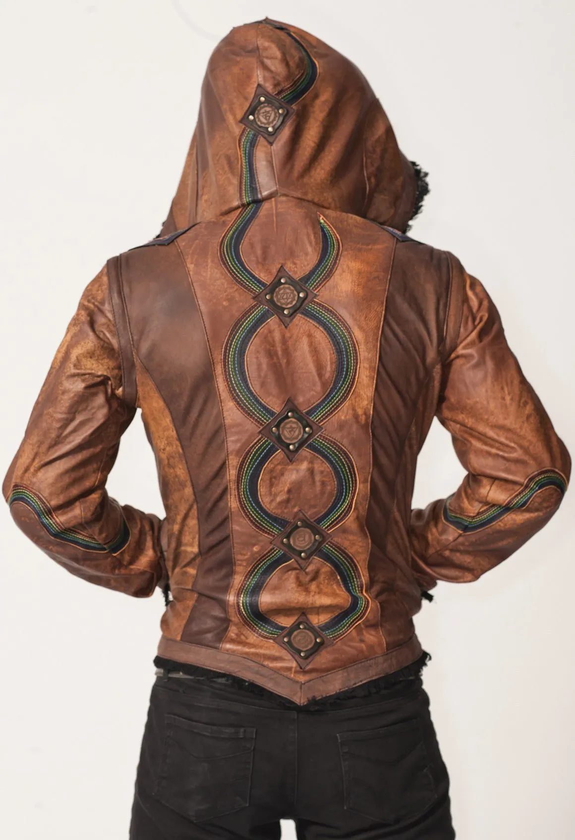 Rainbow Serpent Mens Cut Leather Jacket