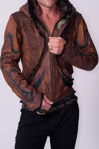 Rainbow Serpent Mens Cut Leather Jacket