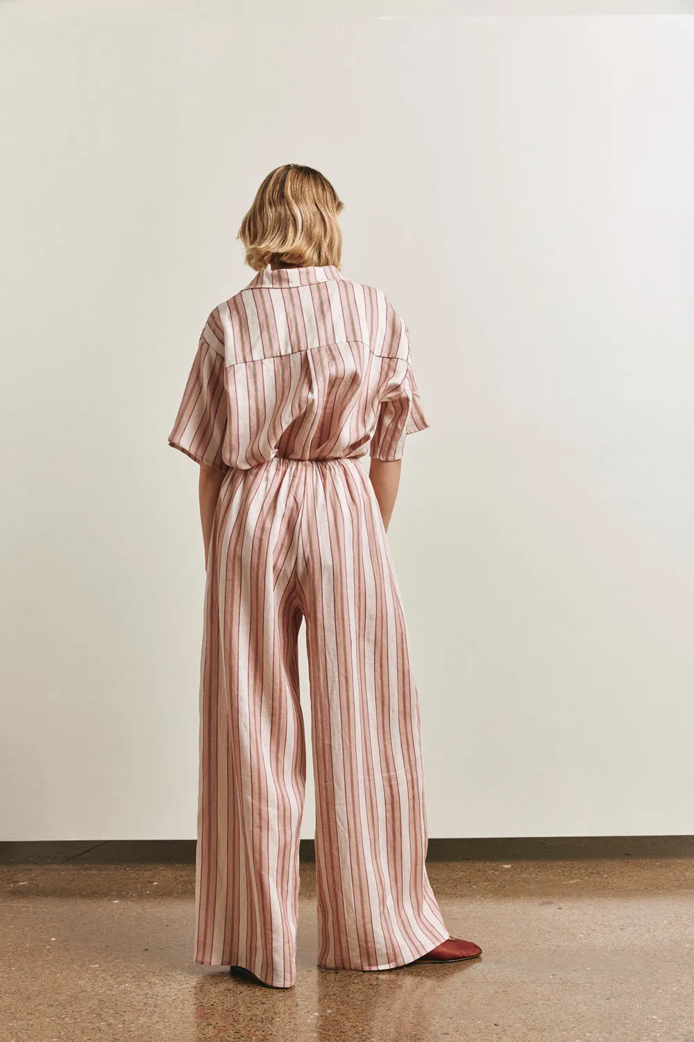 Raya Linen Pants Pink Stripe