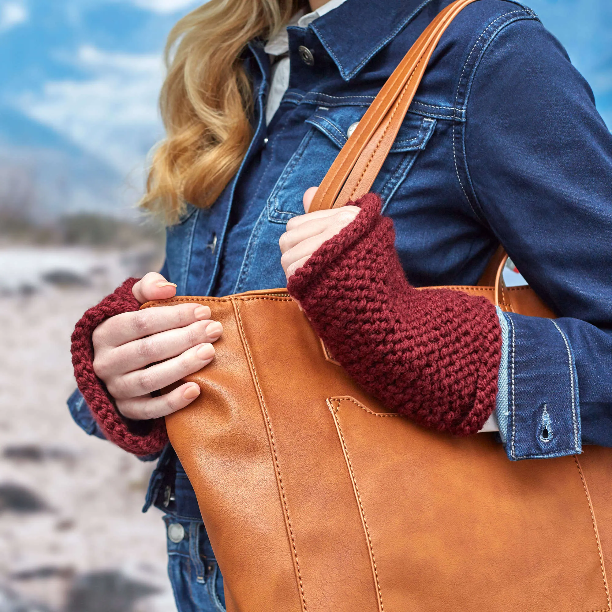 Red Heart Simple Knit Fingerless Mitts