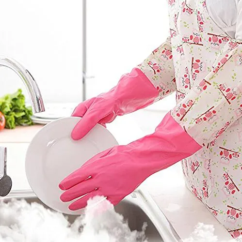 Reusable Rubber Gloves, Elbow Length Hand Gloves, cleaning gloves for kitchen Household Purpose(Color May Vary)