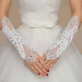 Rhinestone Fingerless Gloves