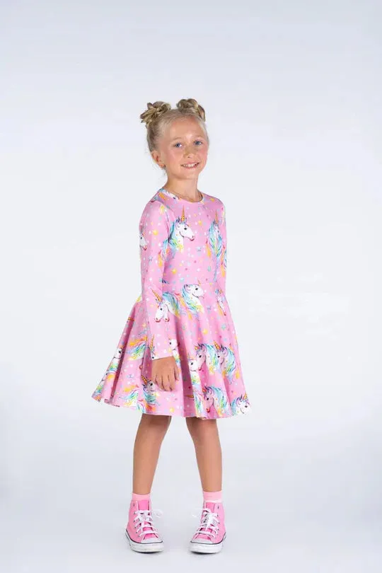 Rock Your Baby - Dotty Unicorn Waisted Dress