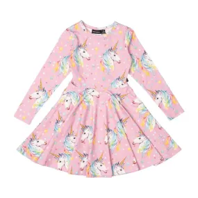 Rock Your Baby - Dotty Unicorn Waisted Dress