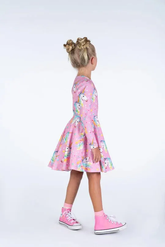 Rock Your Baby - Dotty Unicorn Waisted Dress