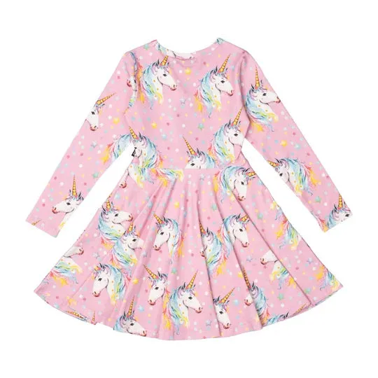 Rock Your Baby - Dotty Unicorn Waisted Dress