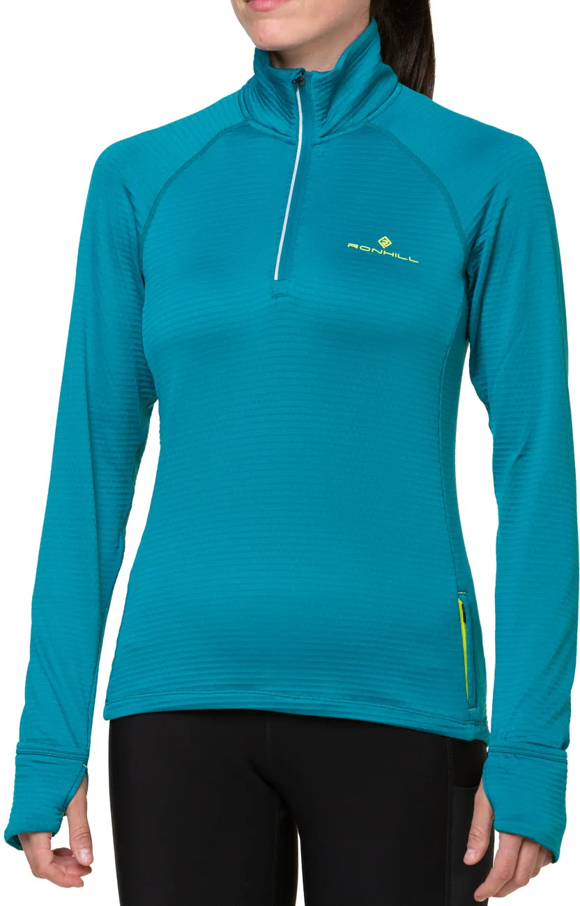 Ronhill Tech Winter Half Zip Long Sleeve Womens Running Top - Blue