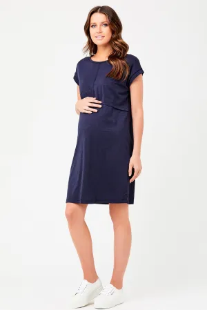 Roxie Maternity Nursing Cotton Modal Dress Navy