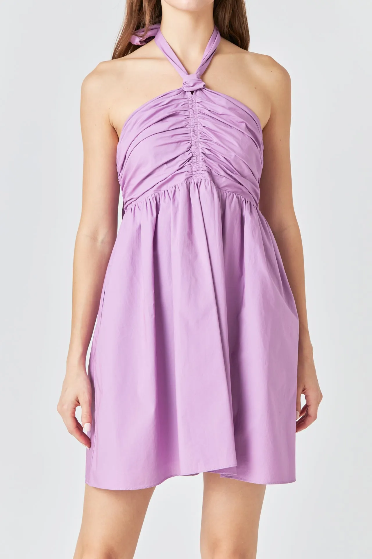 Ruched Halter Neck Flounce Dress