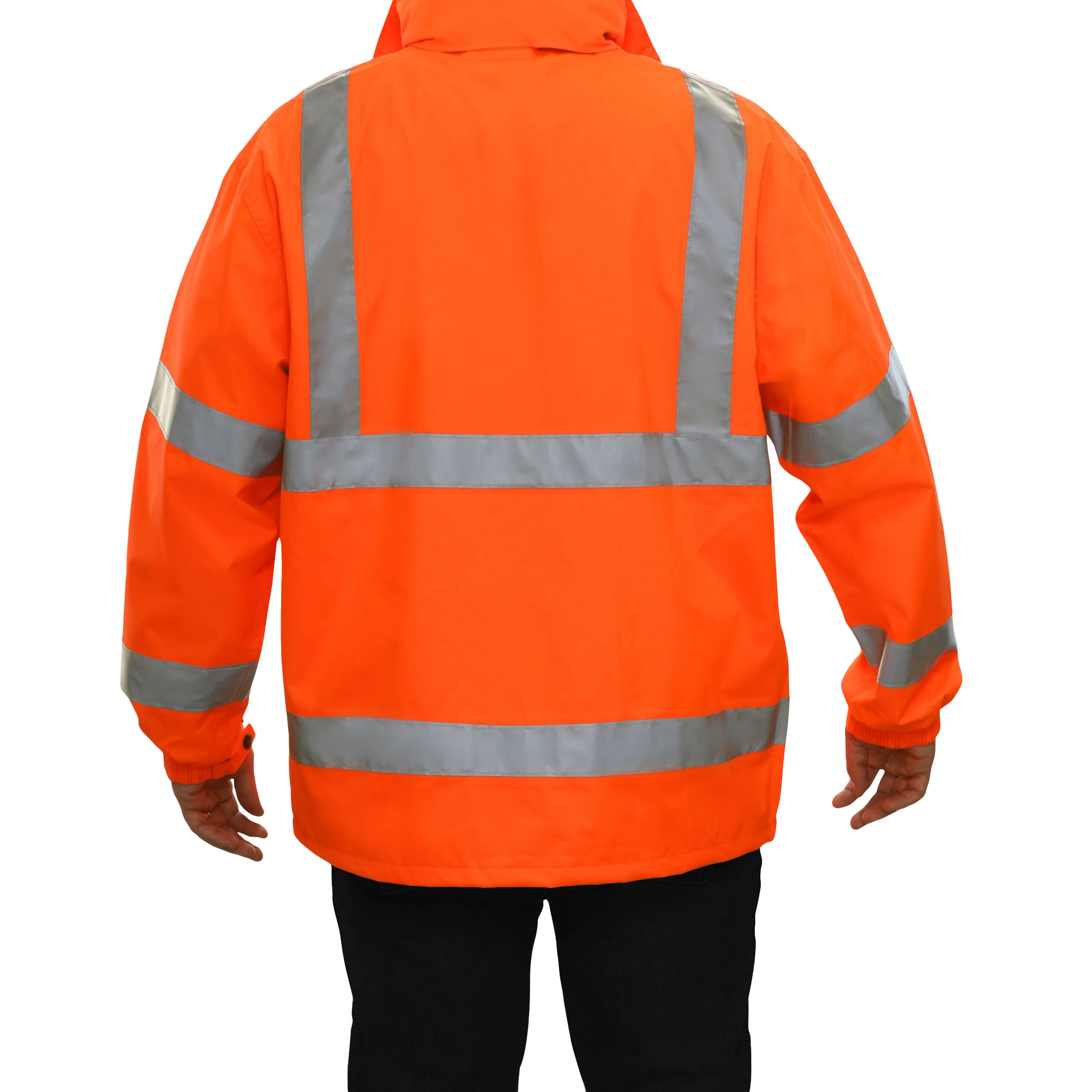 Safety Jacket Hi Vis Parka Breathable Waterproof Hooded Orange