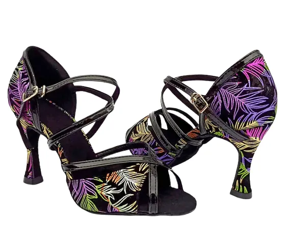 Salsa Dance Shoes Flower Print Comfortable Salsa Bachata Shoes