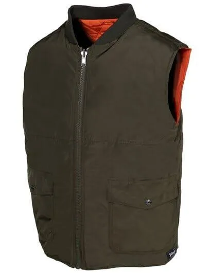 Schott NYC - Reversible Lightweight Quilted Down Filled Vest - Olive/Orange