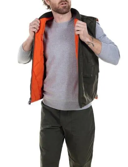 Schott NYC - Reversible Lightweight Quilted Down Filled Vest - Olive/Orange